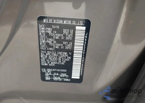 2017 Nissan Quest Sv from USA, damaged, VIN JN8AE2KP1H9165692